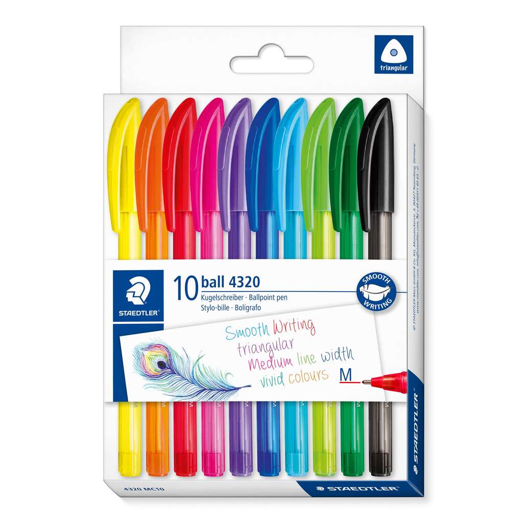 Bolígrafos STAEDTLER de colores surtidos, paquete de 10 unidades por solo 2,84 €