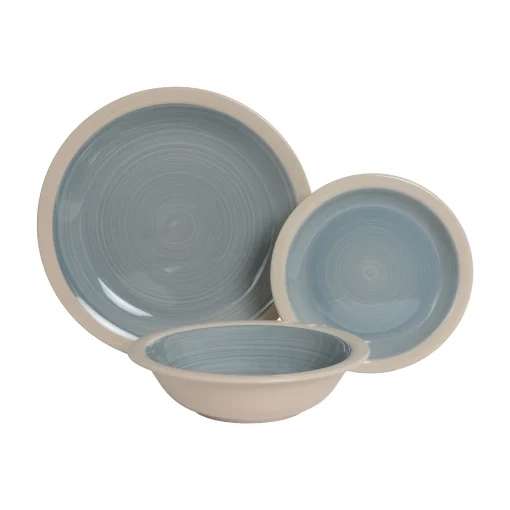 Esta vajilla de gres IDEALCASA Mar de 18 piezas se queda en 23,99€ con el 33% de descuento