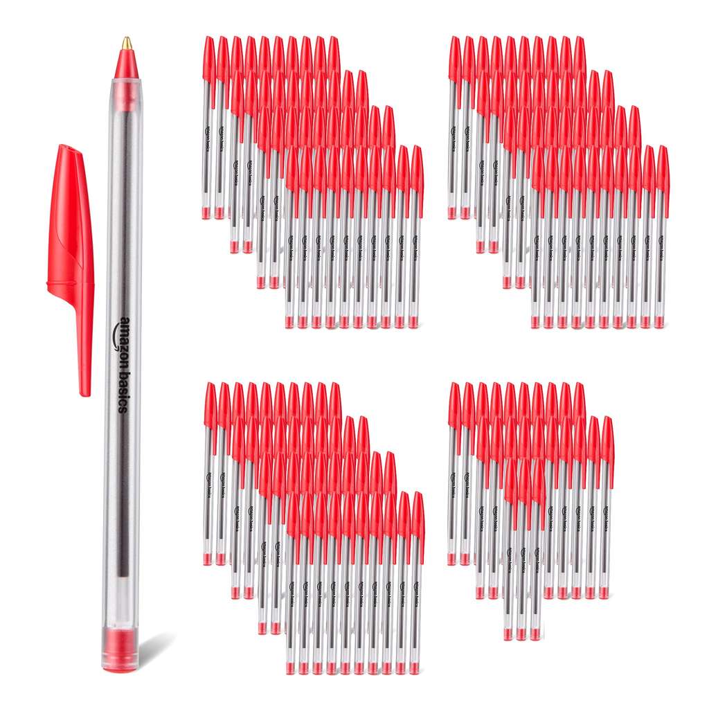 Pack de 144 bolígrafos rojos Amazon Basics por 8,45€ con un 54% de descuento