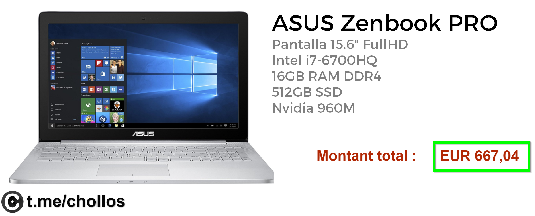 Asus Zenbook PRO i7 512SSD 667€ sincategoria Asus Zenbook PRO i7 512SSD 667€